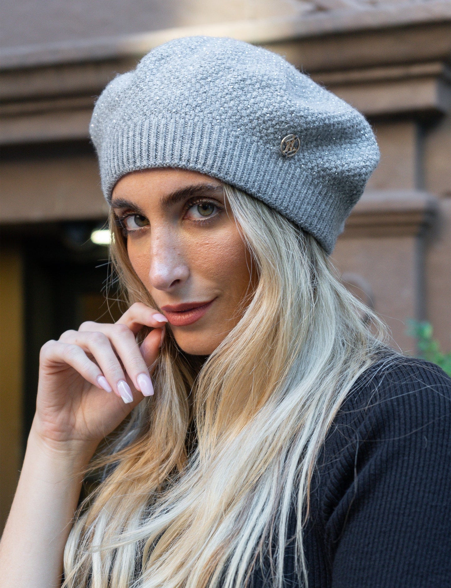 Adrienne Vittadini Stone Knit Beret