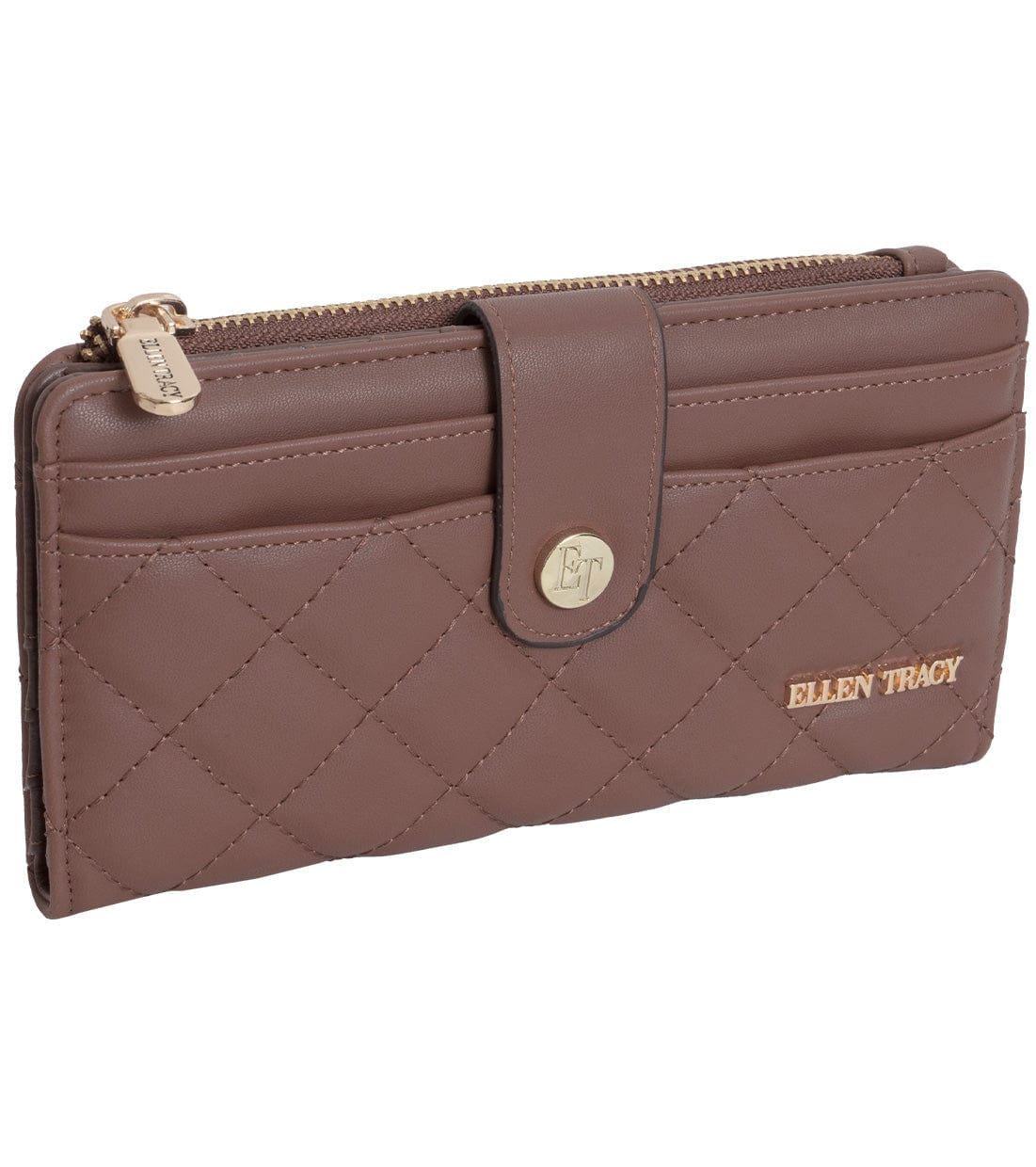 Ellen Tracy Diamond Quilted Coin Snap Wallet