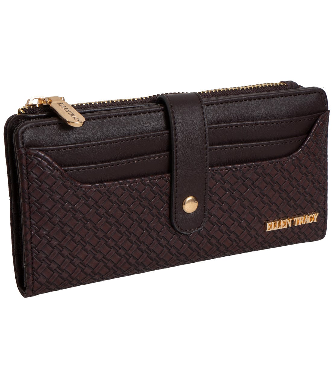 Ellen Tracy Basket Weave Coin Snap Wallet