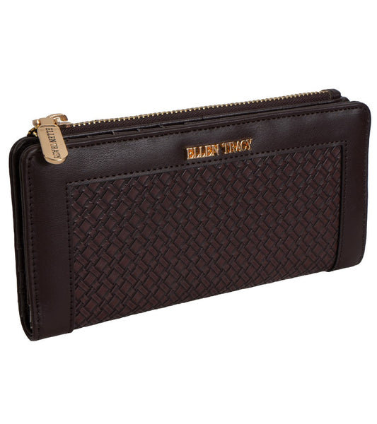 Ellen Tracy Basket Weave Bi-Fold Clutch Wallet