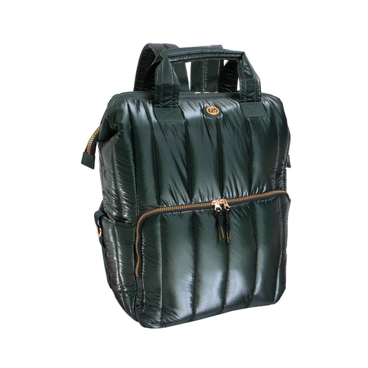 Joan & David Tubular Quilted Metallic Puffer Nylon 18-Inch Workbook Backpack