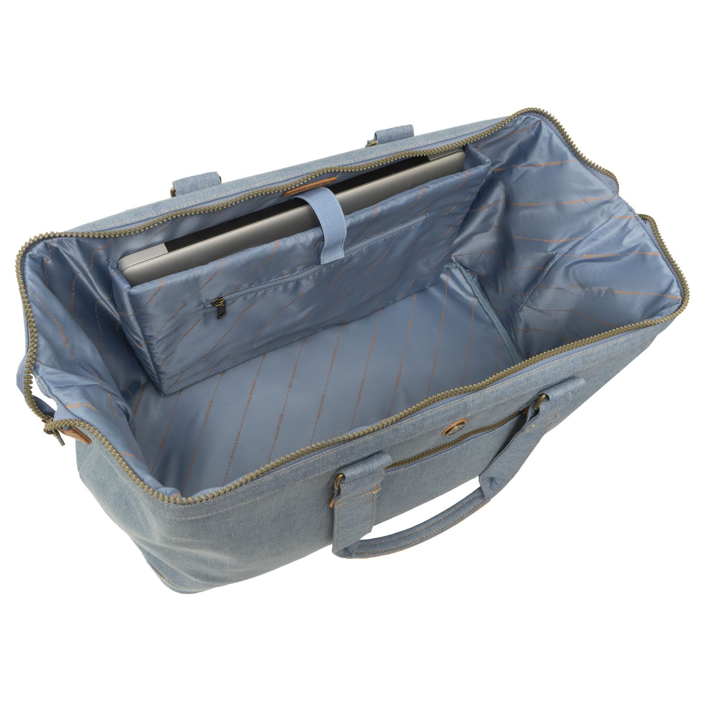 Max Studio The Billie 20 Inch Denim Drop Bottom Weekender Duffel