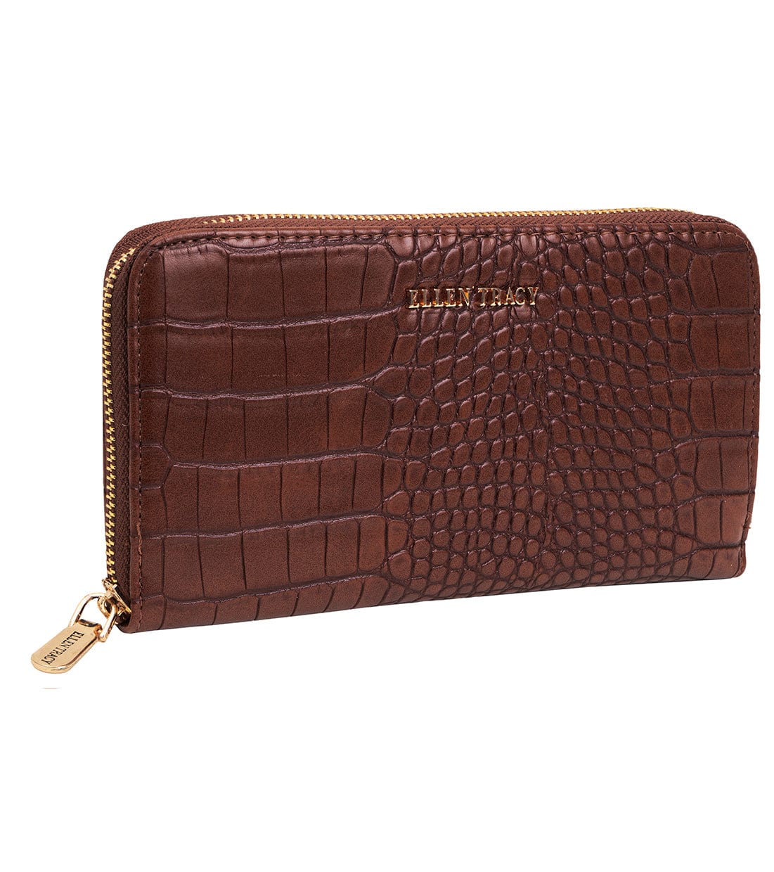 Ellen Tracy Croco Zip Around Wallet