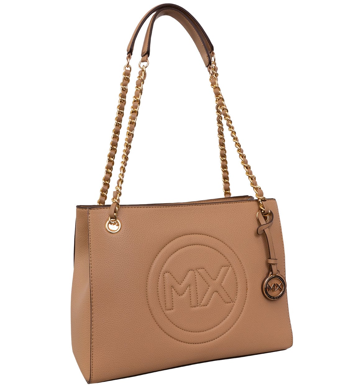 Max Studio Pebble Grain Double Handle Chain Tote