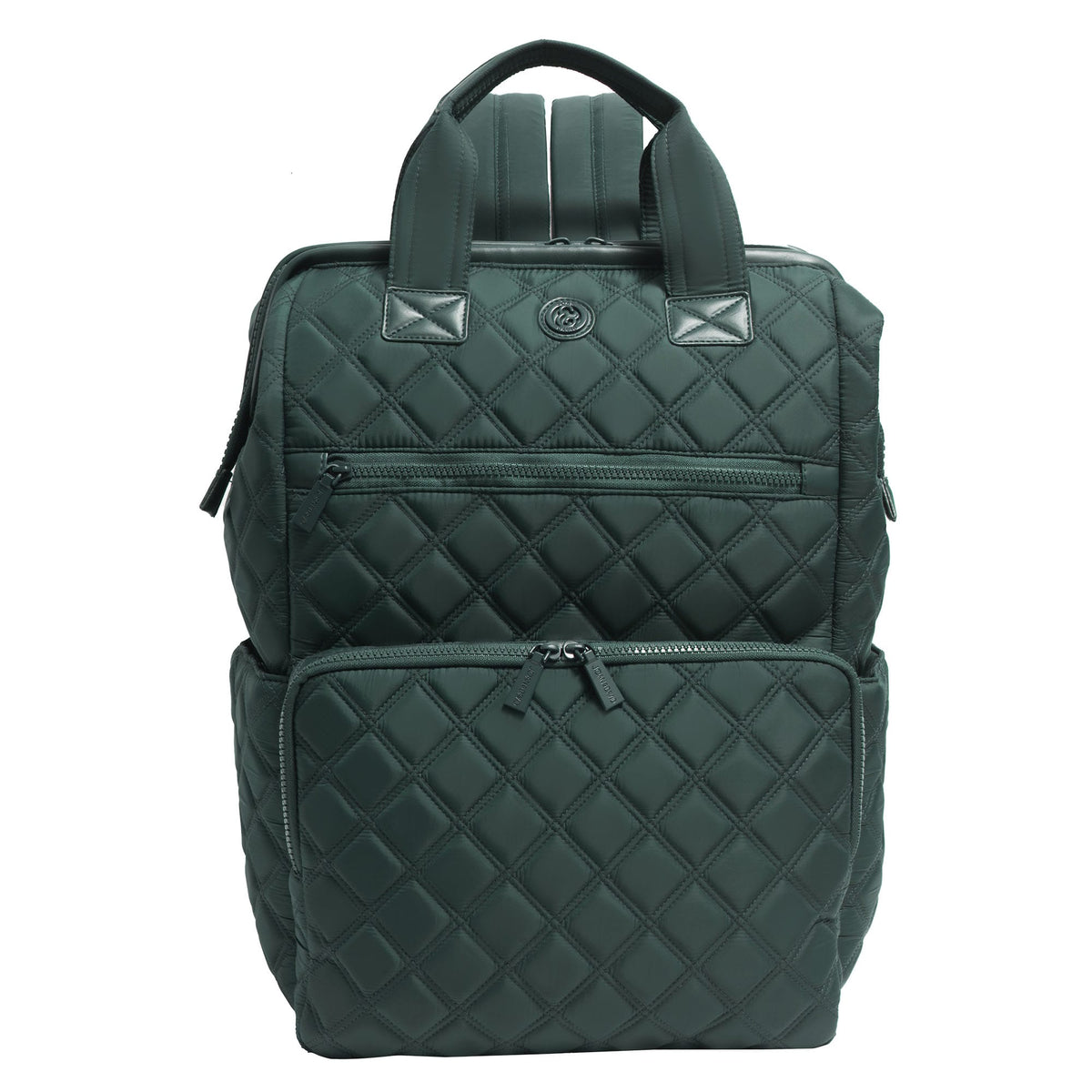 Joan & David Diamond Quilted Puffer Nylon Square Laptop Backpack
