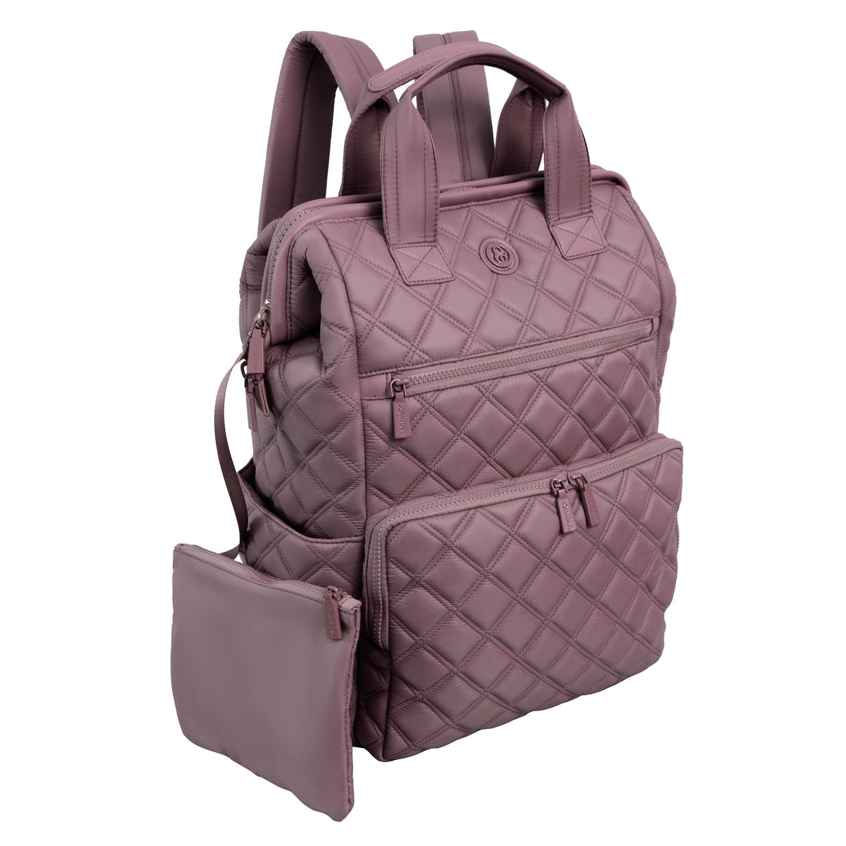 Joan & David Diamond Quilted Puffer Nylon Square Laptop Backpack