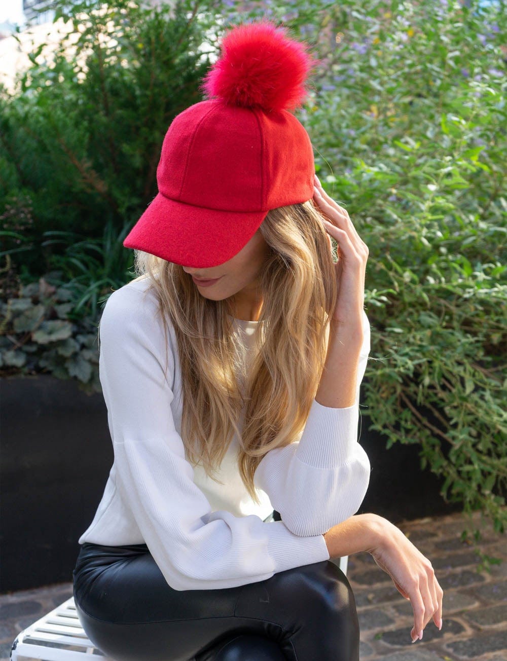 Felt Pom Pom Baseball Cap