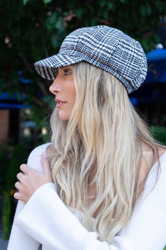 Plaid Cotton Baker Boy Hat