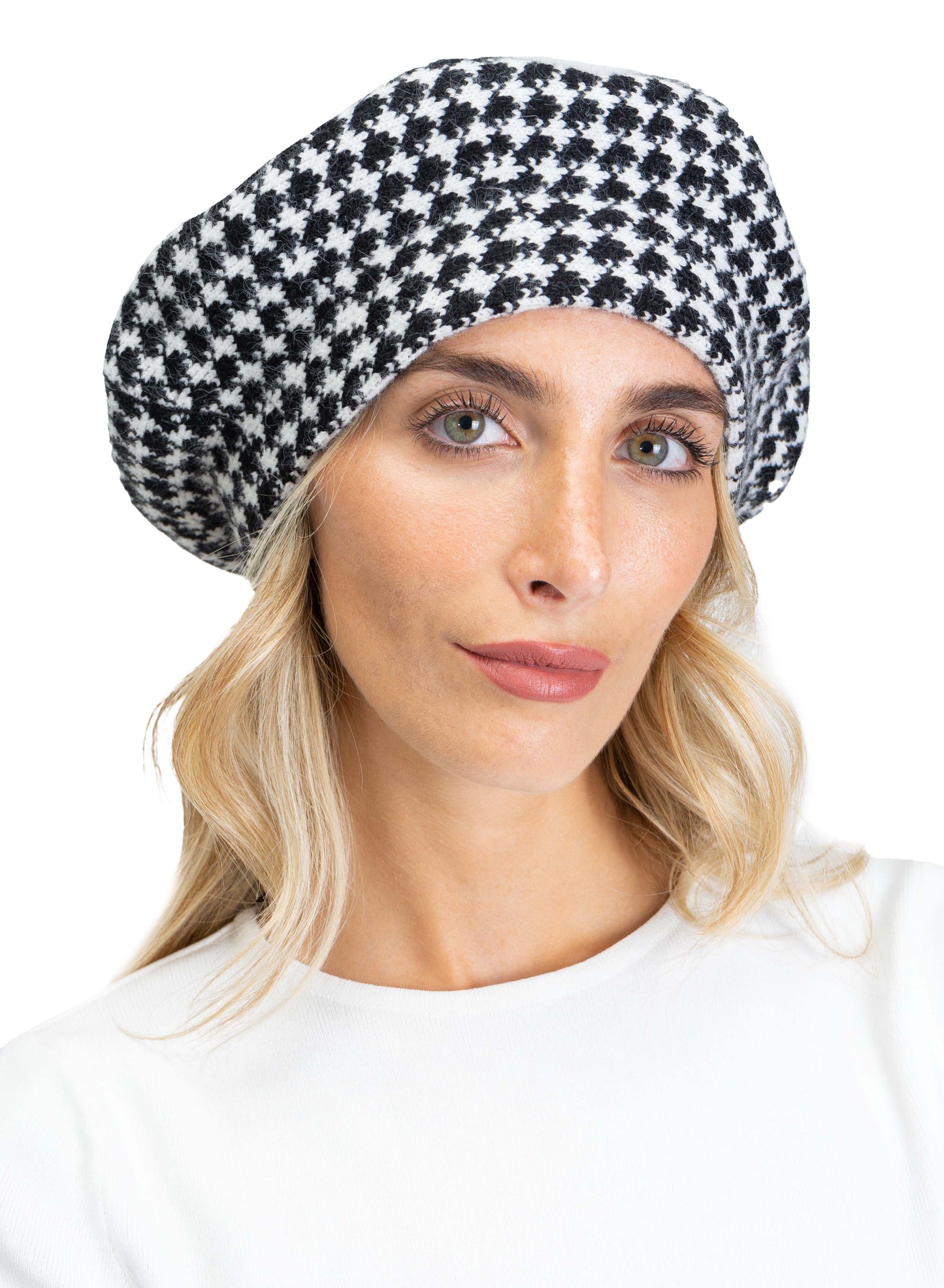 Jones New York Houndstooth Pattern Beret