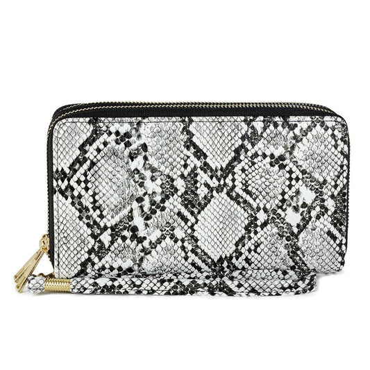 Rebecca & Rifka Vegan Snakeskin Leather Double Zip Wallet