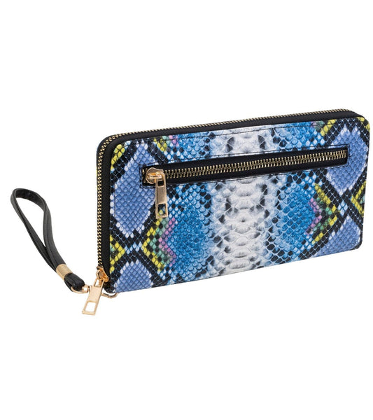 Rebecca & Rifka Zipper Back Vegan Python Snakeskin Leather Zip Around Wallet